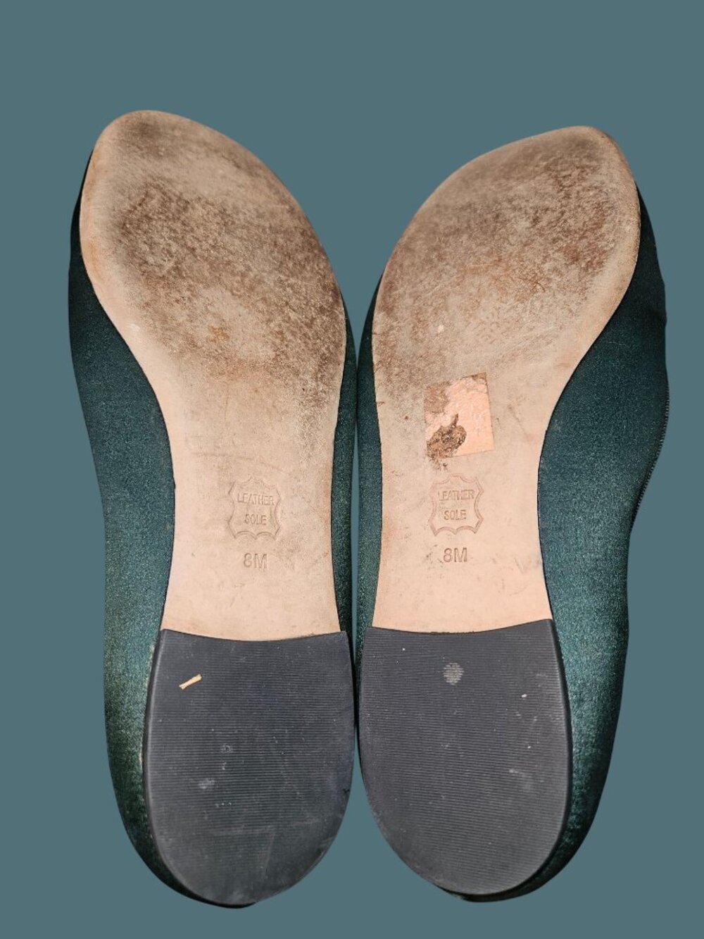 Tory Burch Green Satin Delphine T Logo Embellished Ballet Flats Size 8M - Picture 14 of 14